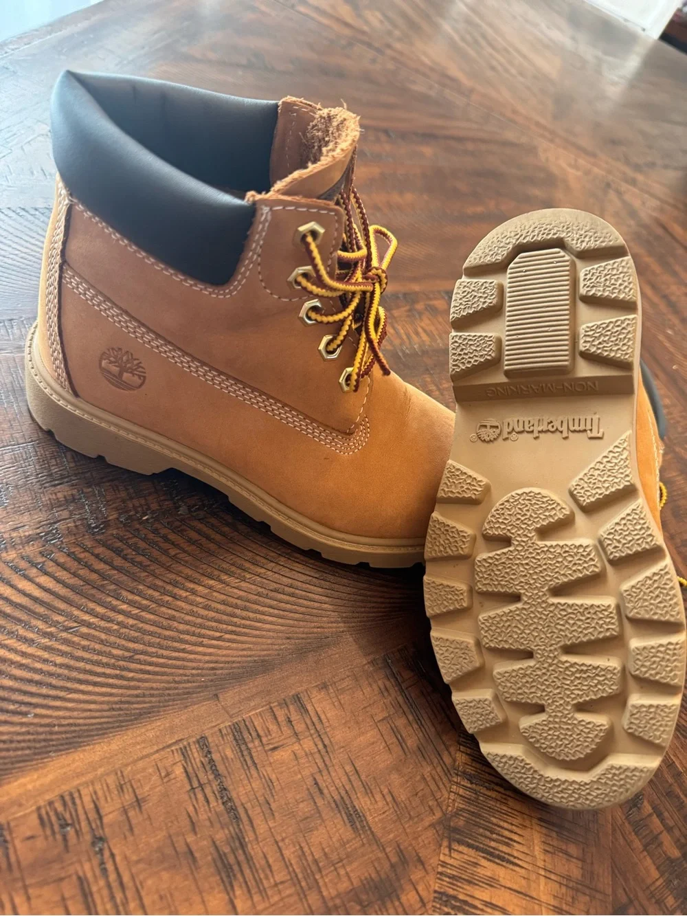 Timberland Youth 6-Inch Boot in Wheat and Dark Brown Collar